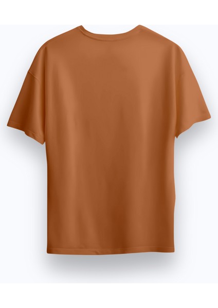 100% Pamuk Suprem Oversize Baskısız Bisiklet Yaka Kahverengi T-Shirt fiyatları