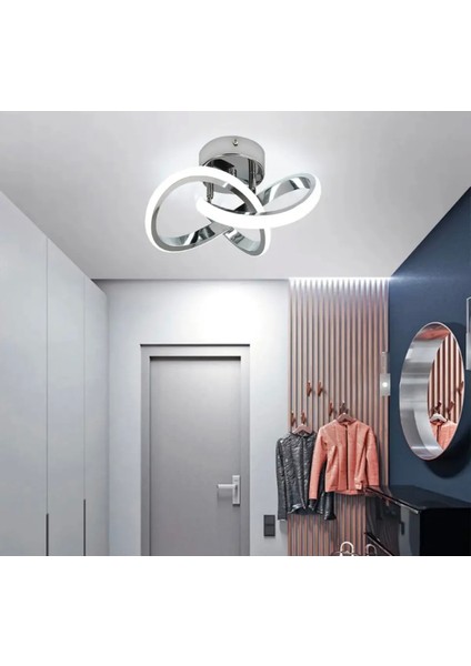 Modern Plafonyer Salon Mutfak Oturma Odası LED Avize Boomerang LED Avize Krom Ledli Avize