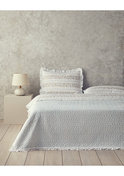 Bloomy Stripe King Size Yatak Örtüsü Takımı Turuncu