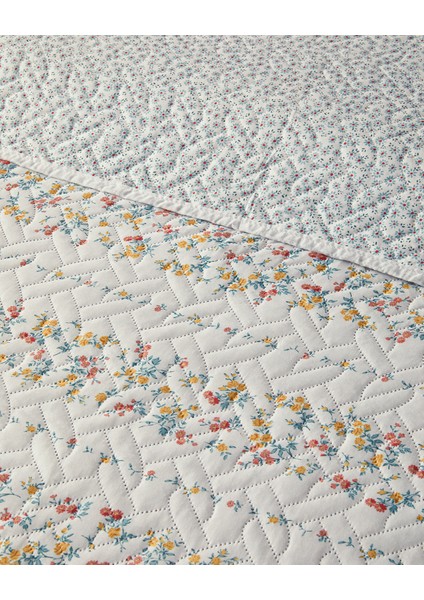Bloomy Stripe King Size Yatak Örtüsü Takımı Turuncu