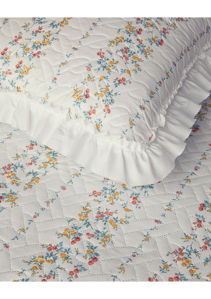 Bloomy Stripe King Size Yatak Örtüsü Takımı Turuncu