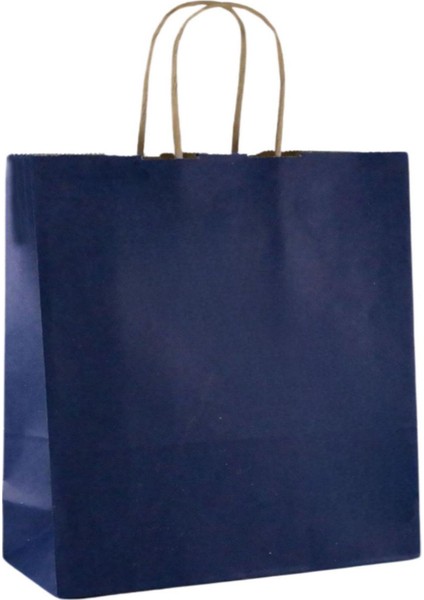 Burgu Saplı Lacivert Kağıt Çanta 32X33X20CM 50adet