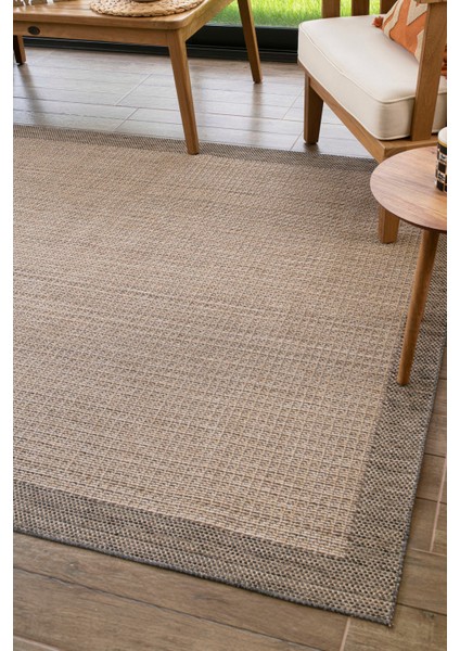 Konfor Sisalux 3091 Bej Jüt Tabanlı Modern Dokuma Kilim Sisal Hasır Halı80x150