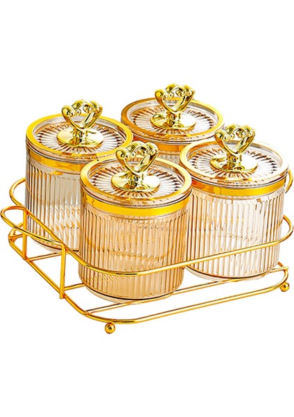 Nordik Kurutulmuş Meyve Tabağı 4 Kase Amber Kolayca Doldurulabilen Standlı Kuruyemiş Şeker Kabı (Yurt Dışından)