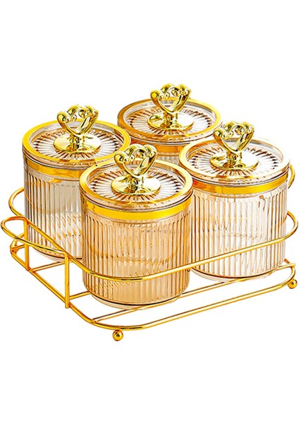 Nordik Kurutulmuş Meyve Tabağı 4 Kase Amber Kolayca Doldurulabilen Standlı Kuruyemiş Şeker Kabı (Yurt Dışından)