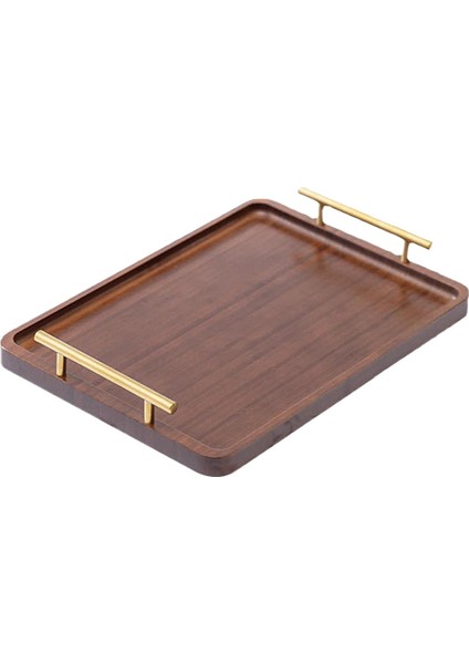Parti Öğle Ği Isı Için Kulplu Ahşap Tepsisi Dekoratif Tepsi 40X30CM (Yurt Dışından)