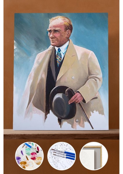 Sayılarla Boyama Seti Çerçeveli Kasnaklı Atatürk 2 60X75 cm