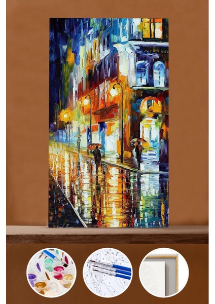 Sayılarla Boyama Seti Çerçeveli Kasnaklı Yağmur Şehri 60X75 cm