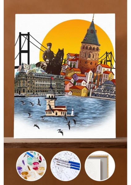 Sayılarla Boyama Seti Çerçeveli Kasnaklı Değerlerimiz 50X65 cm