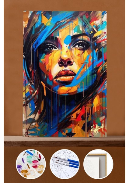 Sayılarla Boyama Seti Çerçeveli Kasnaklı Çarpıcı 60X75 cm