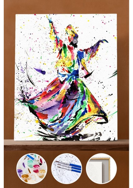 Sayılarla Boyama Seti Çerçeveli Kasnaklı Semazen 4 40X50 cm