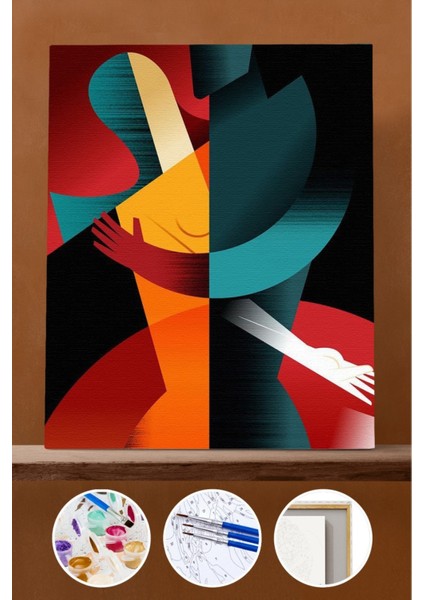 Sayılarla Boyama Seti Çerçeveli Kasnaklı Sarılmak 2 60X75 cm