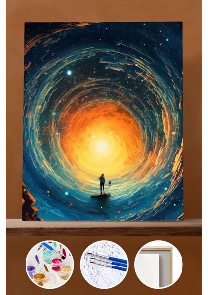 Sayılarla Boyama Seti Çerçeveli Kasnaklı Evren Sarmalı 40X50 cm