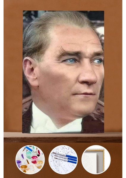 Sayılarla Boyama Seti Çerçeveli Kasnaklı Mustafa Kemal Atatürk 50X65 cm