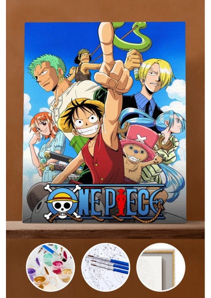 Sayılarla Boyama Seti Çerçeveli Kasnaklı Süper Güç Anime 3 50X65 cm