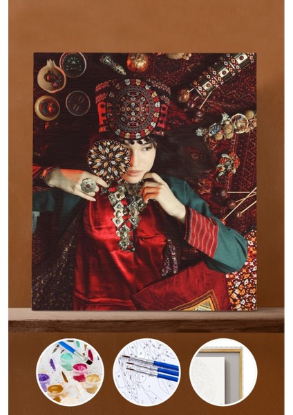 Sayılarla Boyama Seti Çerçeveli Kasnaklı Güzellik Sırrı 60X75 cm