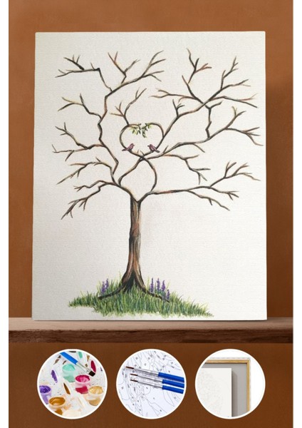 Sayılarla Boyama Seti Çerçeveli Kasnaklı Aşk Ağacı 2 50X65 cm