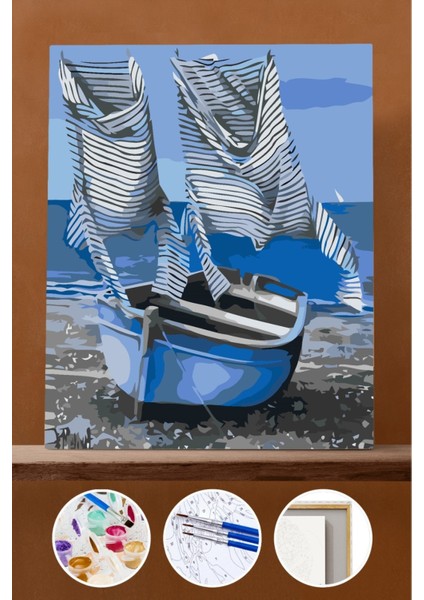 Sayılarla Boyama Seti Çerçeveli Kasnaklı Deniz Esintisi 40X50 cm