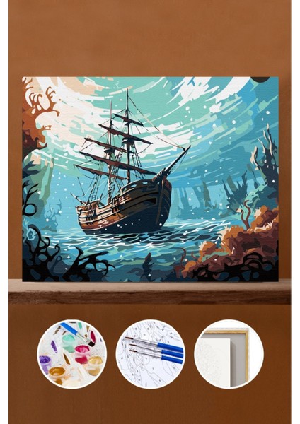 Sayılarla Boyama Seti Çerçeveli Kasnaklı Batık Sırlar 50X65 cm