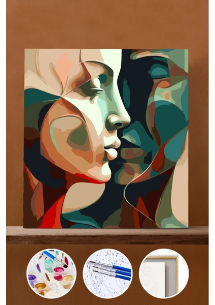 Sayılarla Boyama Seti Çerçeveli Kasnaklı Aşık Çift 2 60X75 cm