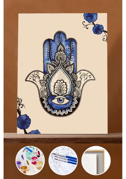 Sayılarla Boyama Seti Çerçeveli Kasnaklı Fatıma Anaın Eli 50X65 cm