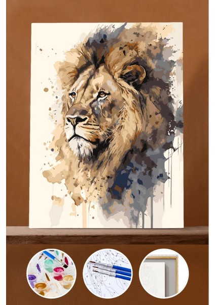 Sayılarla Boyama Seti Çerçeveli Kasnaklı Aslan 1 40X50 cm