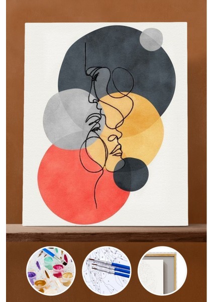 Sayılarla Boyama Seti Çerçeveli Kasnaklı Masum Aşk 60X75 cm