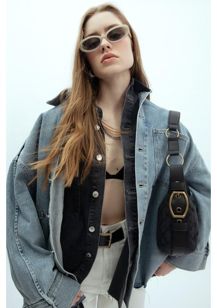 Oversıze Denim Gömlek Ceket Mavi