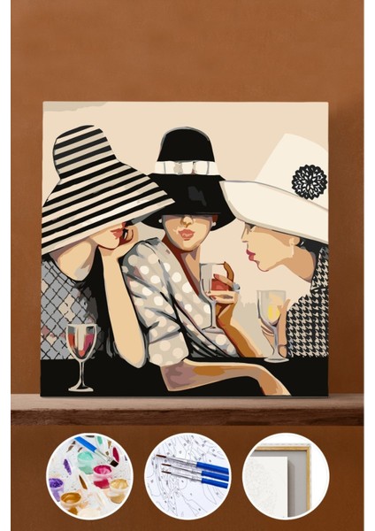 Sayılarla Boyama Seti Çerçeveli Kasnaklı Sohbet 60X75 cm