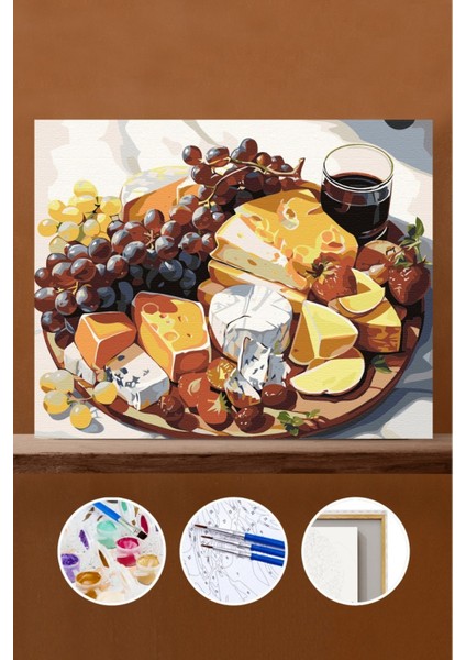 Sayılarla Boyama Seti Çerçeveli Kasnaklı Gurme Peynir Tabağı 50X65 cm
