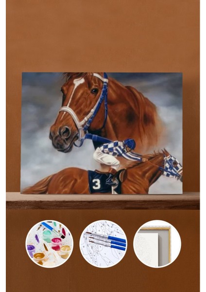 Sayılarla Boyama Seti Çerçeveli Kasnaklı Zafere Koşanlar 50X65 cm