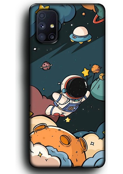 Galaxy M51 Uyumlu Lansman Telefon Kılıfı "astronot Uzayda Gezegen Ufo Cartoon"