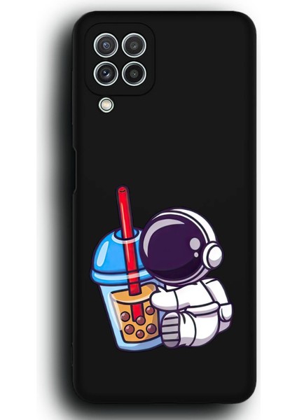 Samsung Galaxy M32 Uyumlu Lansman Telefon Kılıfı "astronot Latte Içecek Sarılma Hug"