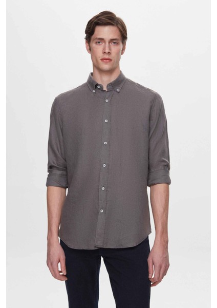 Comfort Füme %100 Keten Gömlek 2HC02G803265M