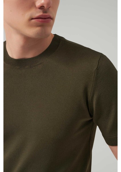 Slim Fit Haki Rayon Triko T-Shirt 2EF069421003M