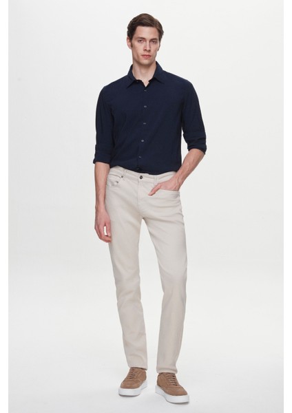 Slim Fit Lacivert Gofre Easy Iron Gömlek 2EC02XT04282M indirimleri