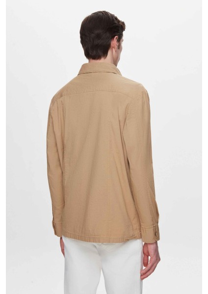 Relaxed Fit Bej Düz Gömlek Ceket 2EC04T4034600 fırsatları