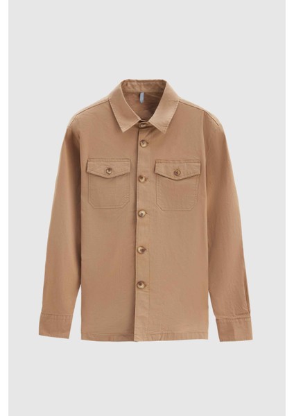 Relaxed Fit Bej Düz Gömlek Ceket 2EC04T4034600 indirimleri