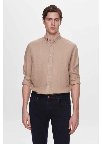 Comfort Vizon %100 Keten Gömlek 2HC02G803265M