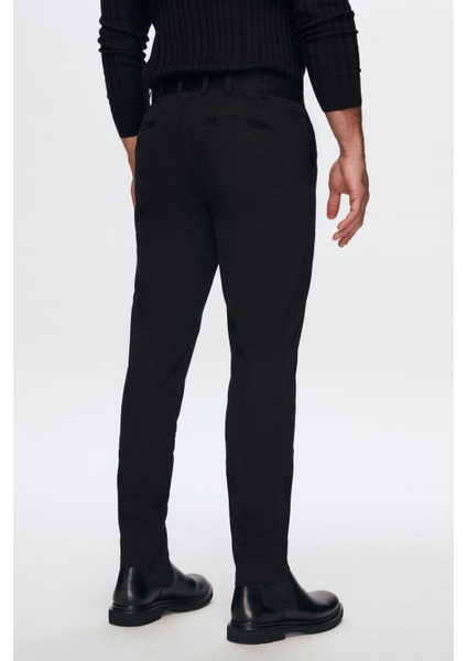 Slim Fit Siyah Armürlü Chino Pantolon 2ECC3PH013451