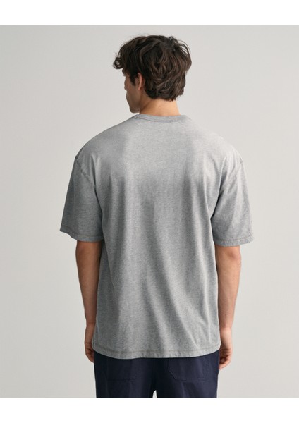 Erkek Gri Relaxed Fit Bisiklet Yaka Logolu T-Shirt 2033014.93