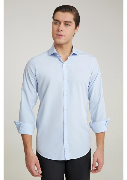 Slim Fit Mavi Düz Easy Iron Gömlek 2HE02TRKR139M