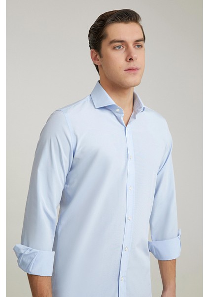 Slim Fit Mavi Düz Easy Iron Gömlek 2HE02TRKR139M fiyatları