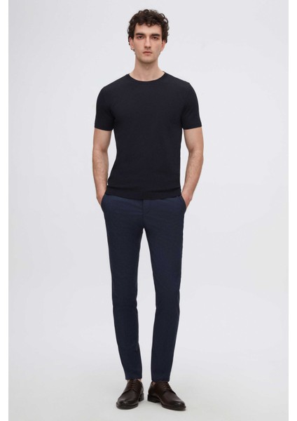 Slim Fit Lacivert Rayon Triko T-Shirt 2EF069421003M