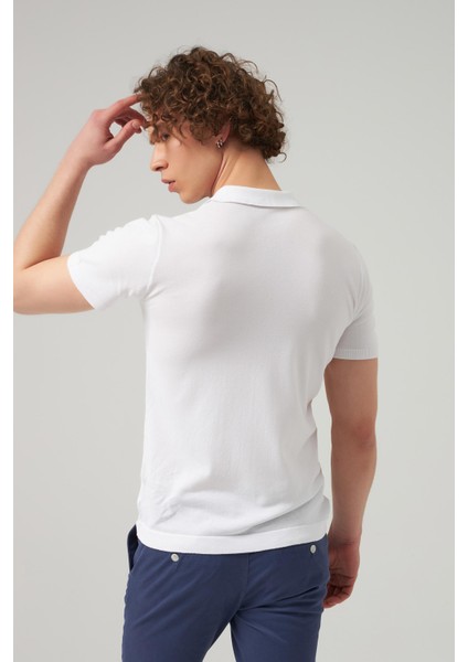 Slim Fit Beyaz Düz Örgü T-Shirt 2HF069421001M fırsatları
