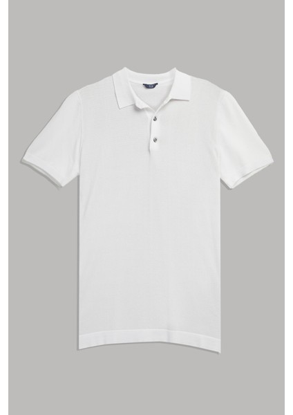 Slim Fit Beyaz Düz Örgü T-Shirt 2HF069421001M indirimleri