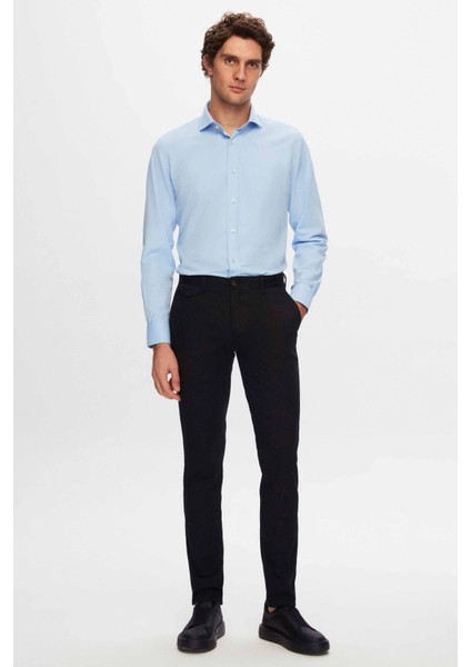 Slim Fit Mavi Düz Easy Iron Gömlek 2HE02TR00139M