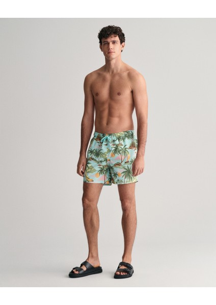 Erkek Yeşil Regular Fit Desenli Mayo Şort 922416008.479