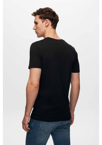 Slim Fit Siyah Baskılı T-Shirt 2EC1454760050 fırsatları