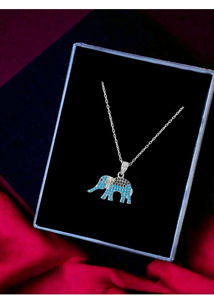 Alâ Silver Jewellery Fil Turkuaz Taşlı Tasarım 925 Ayar Gümüş Kolye